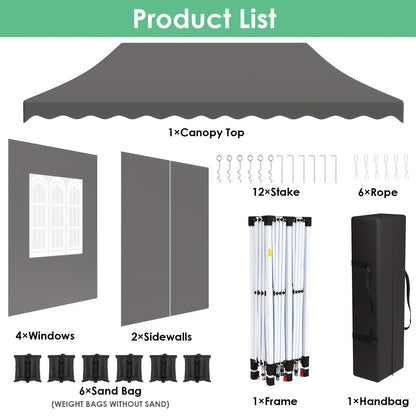 Pop Up Canopy Tent with Sidewalls, Outdoor Party Wedding Backyard for Garden, Patio and Yard Use