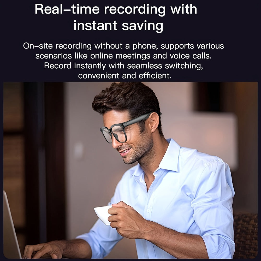Smart Glasses 8MP Wide-Angle Camera Eyewear with 4K Recording, 4GB Storage and 163-Language Translation