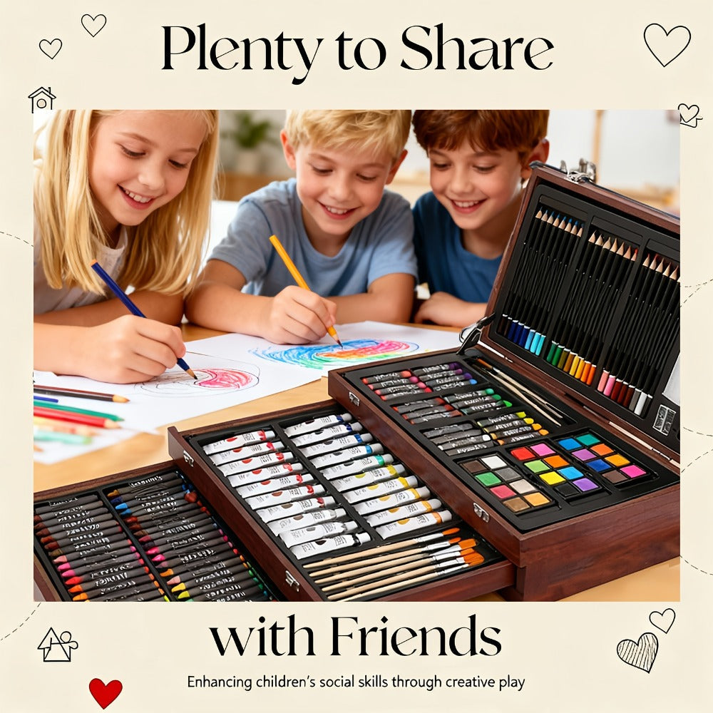 172 Piece Deluxe Art Set in Wooden Case with 2 Drawing Pads Crayons Acrylic with the Listed Color, Size or Set Options for Everyday Use