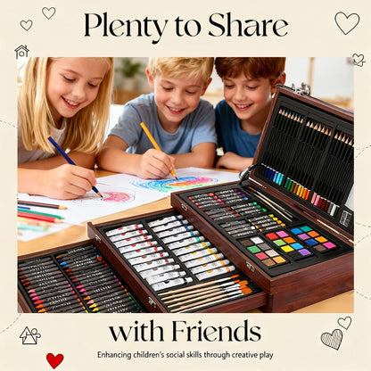 172 Piece Deluxe Art Set in Wooden Case with 2 Drawing Pads Crayons Acrylic with the Listed Color, Size or Set Options for Everyday Use