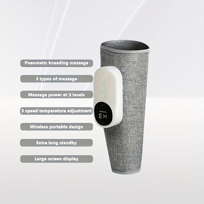 Compression Leg Massager Rechargeable - 2000mAh USB Portable Calf Thigh Knee Massager with 3 Intensity Levels for Home or Salon Spa Use