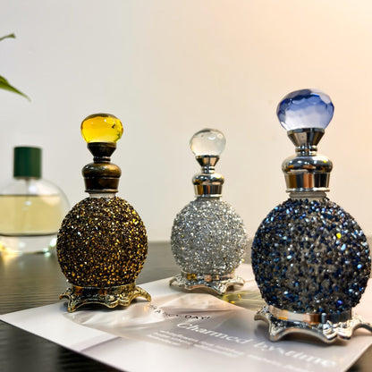 Perfume Bottle Refillable Atomizer 0.51oz, Vintage Imitation Crystal Arabic Style Empty Essential Oil Spray Bottle