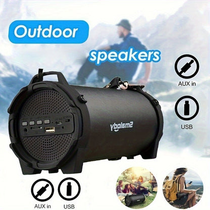 Rechargeable Wireless Boombox Speaker with 3.5mm AUX Input & USB Port, Loud Stereo Sound, 2000mAh Battery