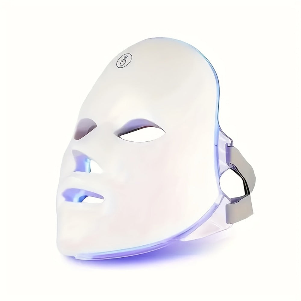 Silicone LED Face Mask Rechargeable 7-Color Light Therapy Skin Care Device - Acne Treatment for Bath Time, Home Spa and Personal Care