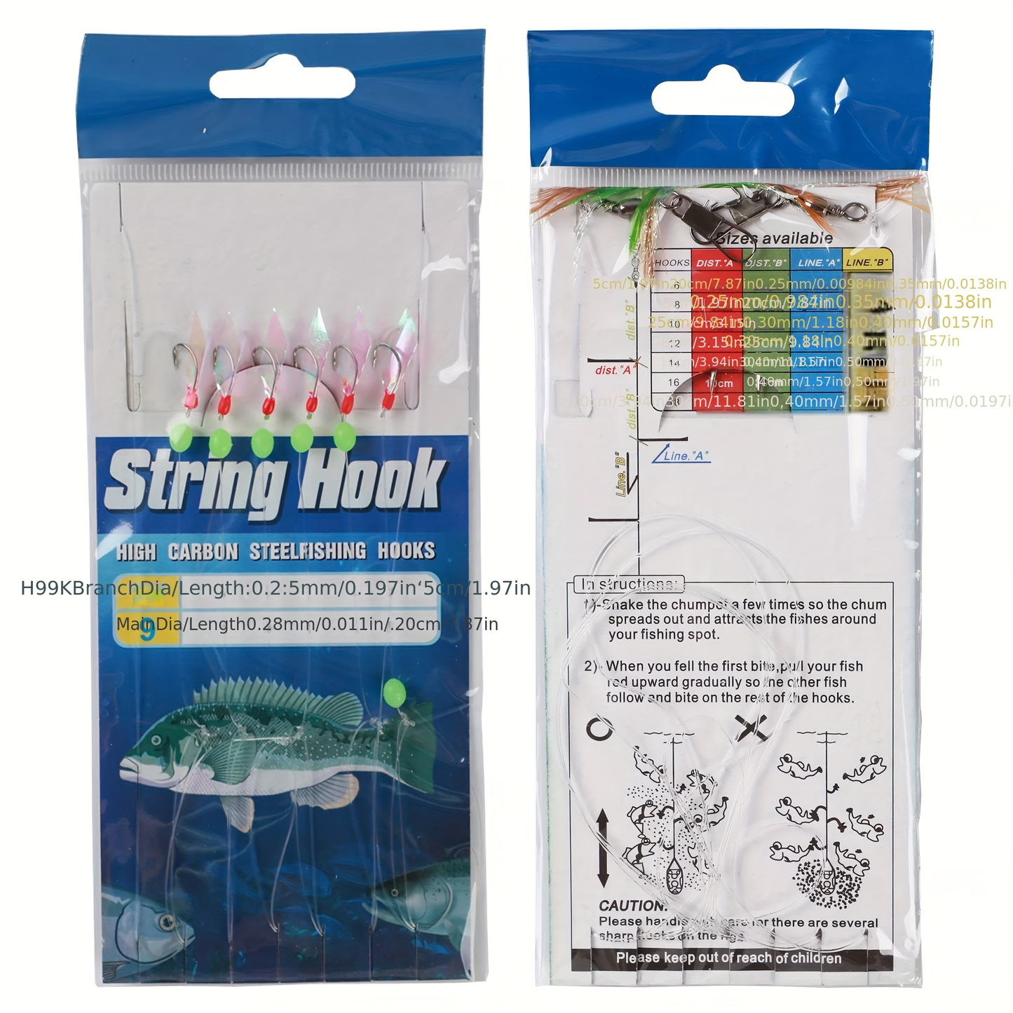 Fishing Rig Set 22 Packs Flasher Lure Bait Rigs – Glow Beads & High Carbon Hooks for Freshwater & Saltwater Trout Bass Salmon Fishing Tackle