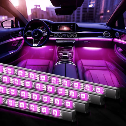 Four-Strip 48-LED RGB Car Interior Light Kit with App, Remote or USB and Remote Control Options