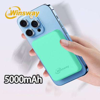 Power Bank Magnetic 5000mAh Mini with Wireless Charging, PD, QC3.0 and Eight Colors for Travel