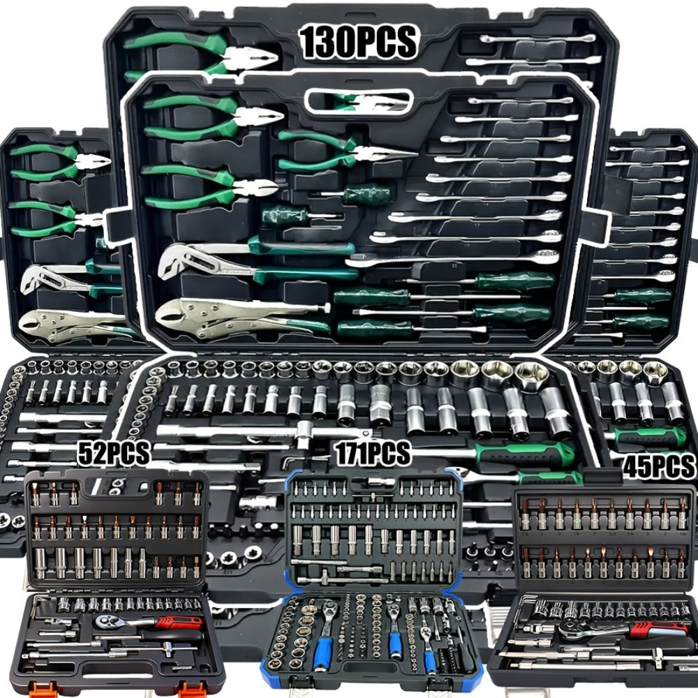 Emergency Vehicle Repair Tool Kit 45 to 171-Piece – Multi-Function Combination Wrench Set for Car, Bicycle & Motorcycle Outdoor Maintenance