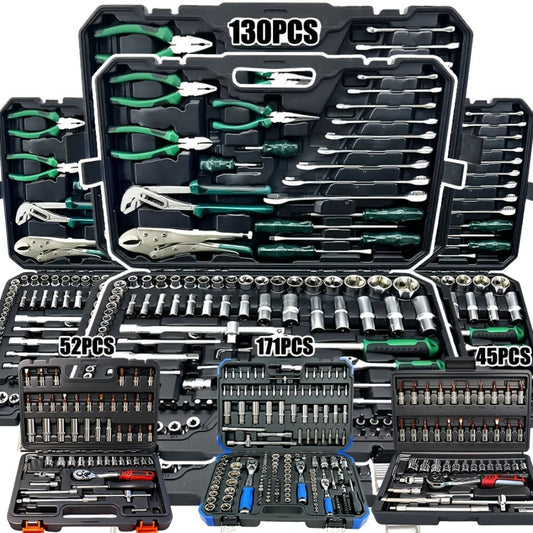 Emergency Vehicle Repair Tool Kit 45 to 171-Piece – Multi-Function Combination Wrench Set for Car, Bicycle & Motorcycle Outdoor Maintenance
