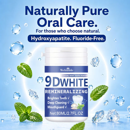 Hydroxyapatite Tooth Powder 2-Pack Remineralizing Fluoride-Free Deep Cleaning Whitening Mint Toothpowder