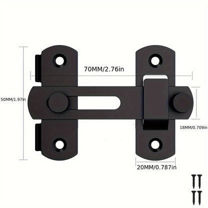 Stainless Steel Door Bolt Lock 180° Flip Latch for Entryways, Bedrooms and Living Spaces, with the Listed Configuration