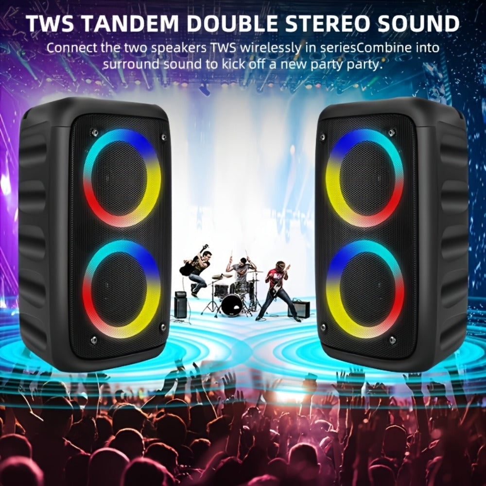 Wireless Bluetooth Speaker with Color LED Lights, MOKiN KTS-1265 Portable Party Speaker, Bass Boost