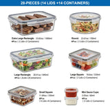 28Pcs-(14 Lids +14 Containers)