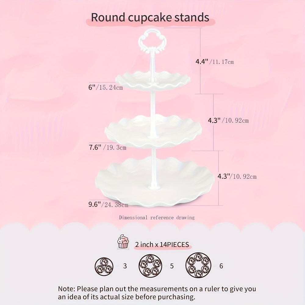 Tiered Cupcake Stand Set 10pcs – 3 Double Layer & 3 Triple Layer Dessert Stands + 4 Appetizer Trays for Birthday Wedding Party