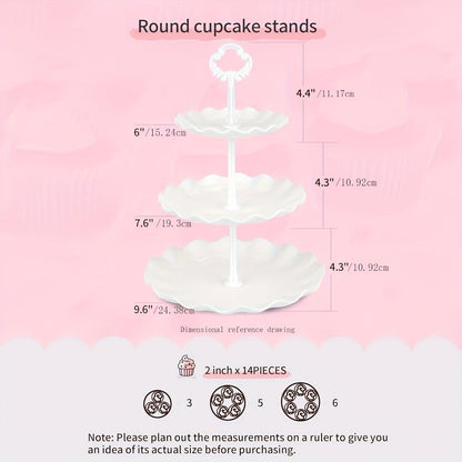 Tiered Cupcake Stand Set 10pcs – 3 Double Layer & 3 Triple Layer Dessert Stands + 4 Appetizer Trays for Birthday Wedding Party