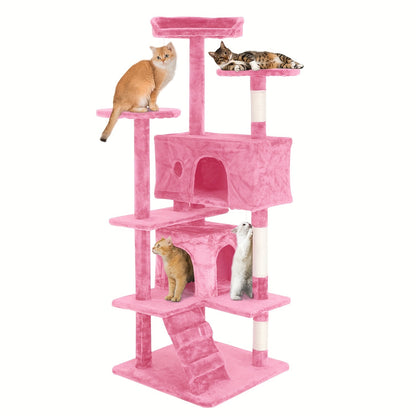 Cat Tree Tower Multi-Layer with Scratching Post, Perch Platforms & Cat Apartments – Tall Cat Climbing Frame for Indoor Cats