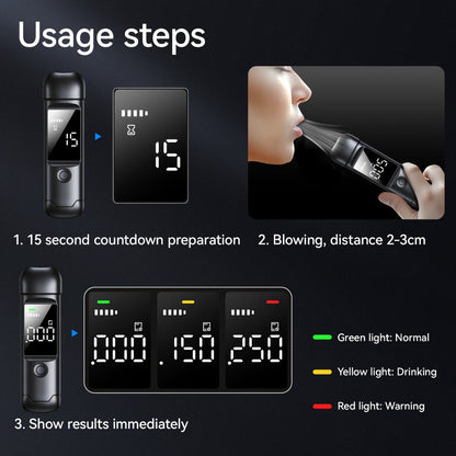 USB Rechargeable Breathalyzer with LCD Display, Portable Personal Alcohol Tester, 200mAh Battery