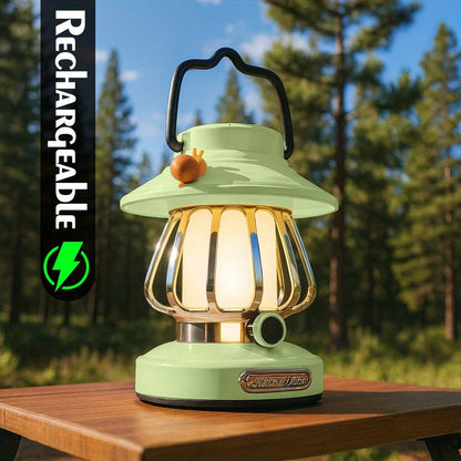 Camping Lantern Rechargeable LED, Snail Design Portable Camp Light with 3 Color Modes & Dimming, USB & Battery Dual Power