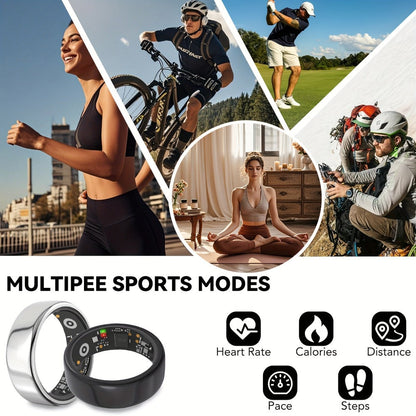 Smart Ring with Health Tracking & Charging Case – Step Count Calorie & Sleep Monitor | Long Battery | iOS & Android | Sizes #7–13 | Black