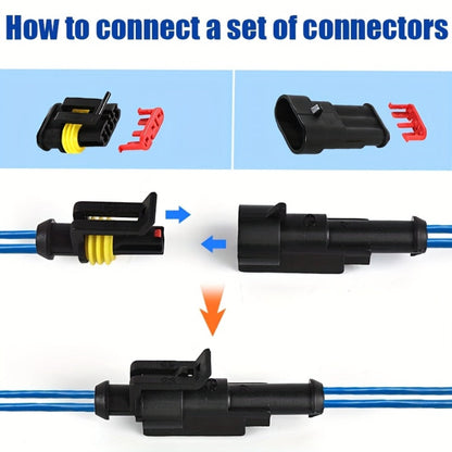 Automotive Connector Terminal Kit in 355-Piece or 352-Piece Set with 1- to 4-Pin Plugs and Seals