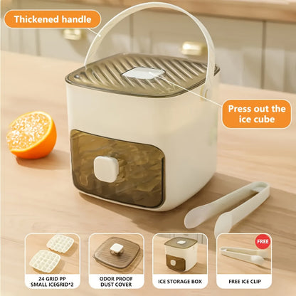 Ice Cube Tray with Lid 48 Compartment Stackable Double Layer Food Grade Plastic Ice Mold for Home Cooking, Dining and Outdoor Meals