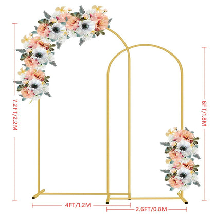 2-Piece Wedding Arch Backdrop Frame Set 7.2FT+6FT Metal Balloon Arch Stand for Wedding for Entryways, Bedrooms and Living Spaces