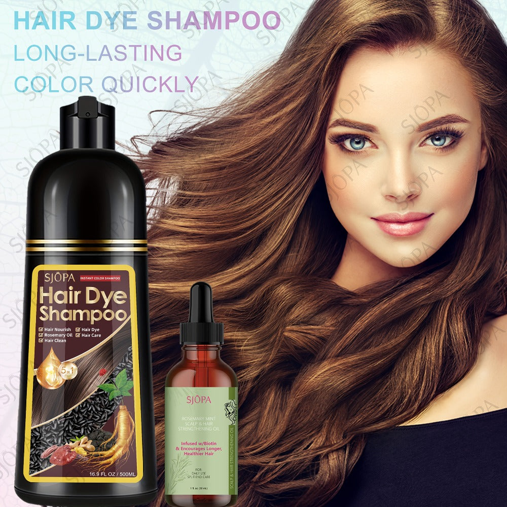 Hair Dye Coloring Shampoo 5-in-1 Upgraded with Hibiscus Oil, Squalane & Glycerin – Quick Color & Nourishing, Gentle Skin-Safe Formula