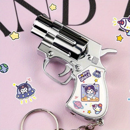 Cute Cartoon Lighter with Keychain, Sanrio Hello Kitty & Kuromi Mini Windproof Flame Lighter, Portable Blue Fire Lighter for Cigarettes