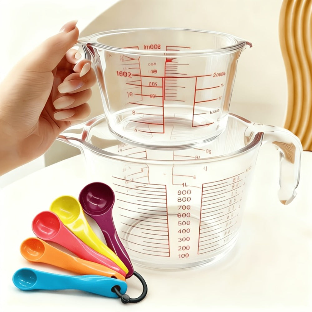 Glass Measuring Cup Heat Resistant Large with Handle 16.9 oz 33.8 oz Reusable Kitchen Baking for Home Cooking, Dining and Outdoor Meals