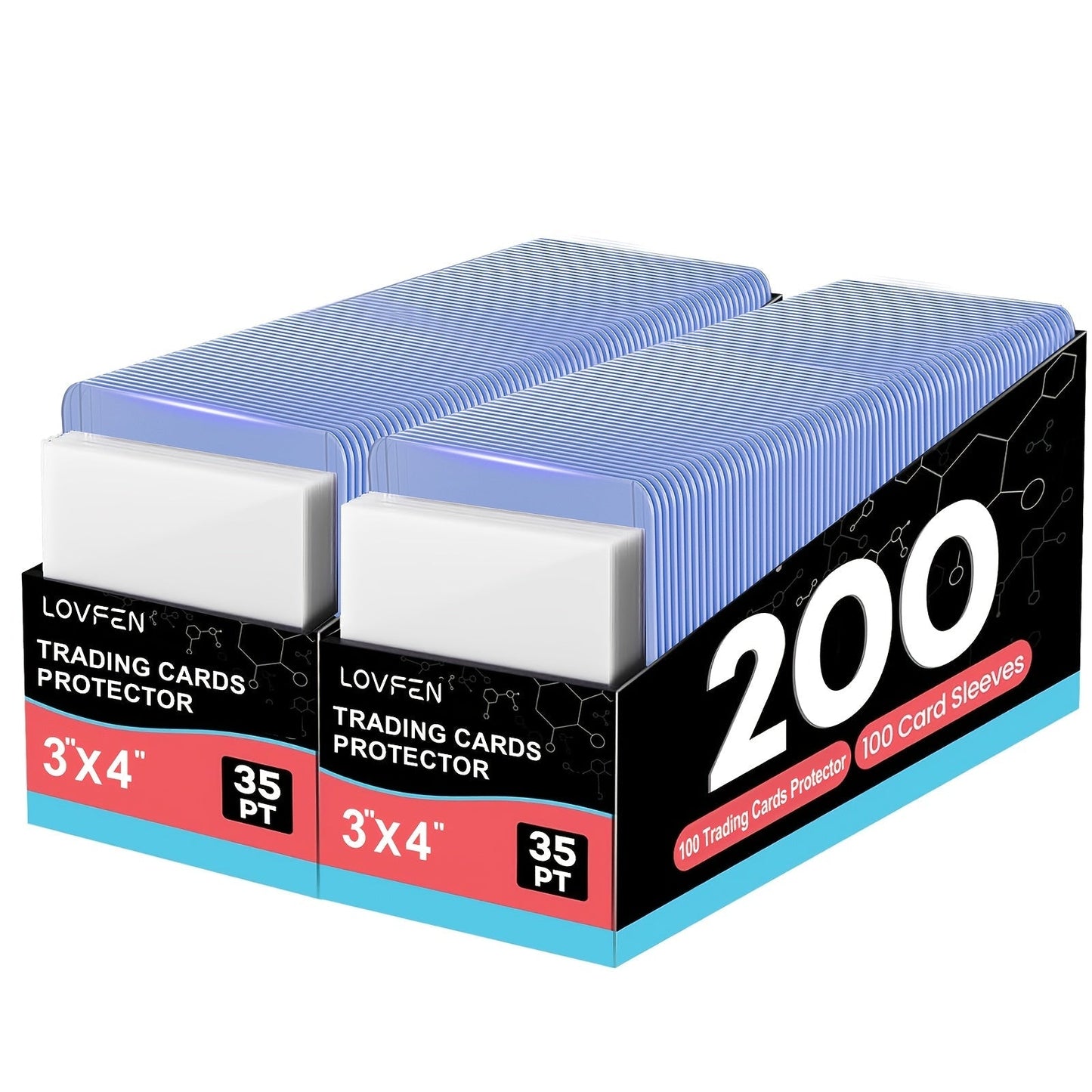 Card Toploads & Sleeves 3x4 Hard Plastic Combo – 100/200/500/2000 Count Regular Top Loading Card Holders for Baseball Football Sports