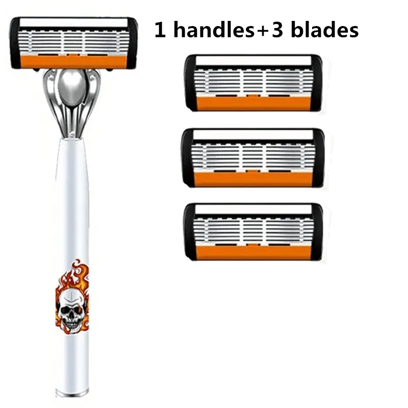 Men's Safety Razor with Replacement Blades - Anti-Slip Stainless Steel Handle Shaver for Beard & Sideburns