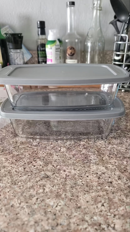 Glass Baking Dish with Lid, 1.9 Qt Rectangular Glass Loaf Pan with Handles, Oven & Airtight Food Storage Container