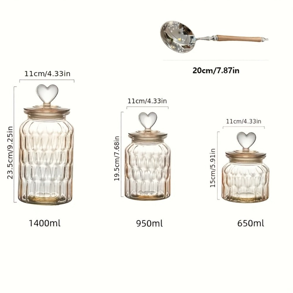 Airtight Glass Food Storage Jars with Clamp Lids 4-Set, 21.98oz & 47.34oz Clear Kitchen Canisters for Sugar