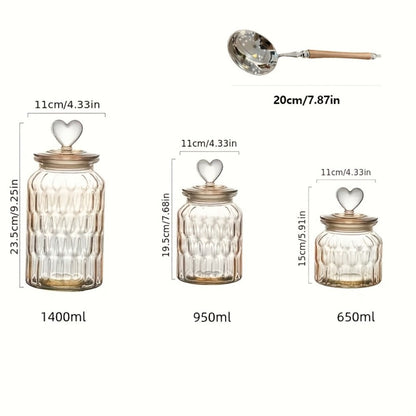 Airtight Glass Food Storage Jars with Clamp Lids 4-Set, 21.98oz & 47.34oz Clear Kitchen Canisters for Sugar