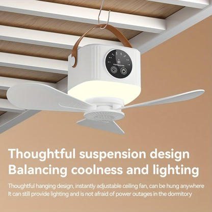Camping Fan with Light & USB Rechargeable, Portable Outdoor Tent Fan with Tripod Stand, Detachable Blades