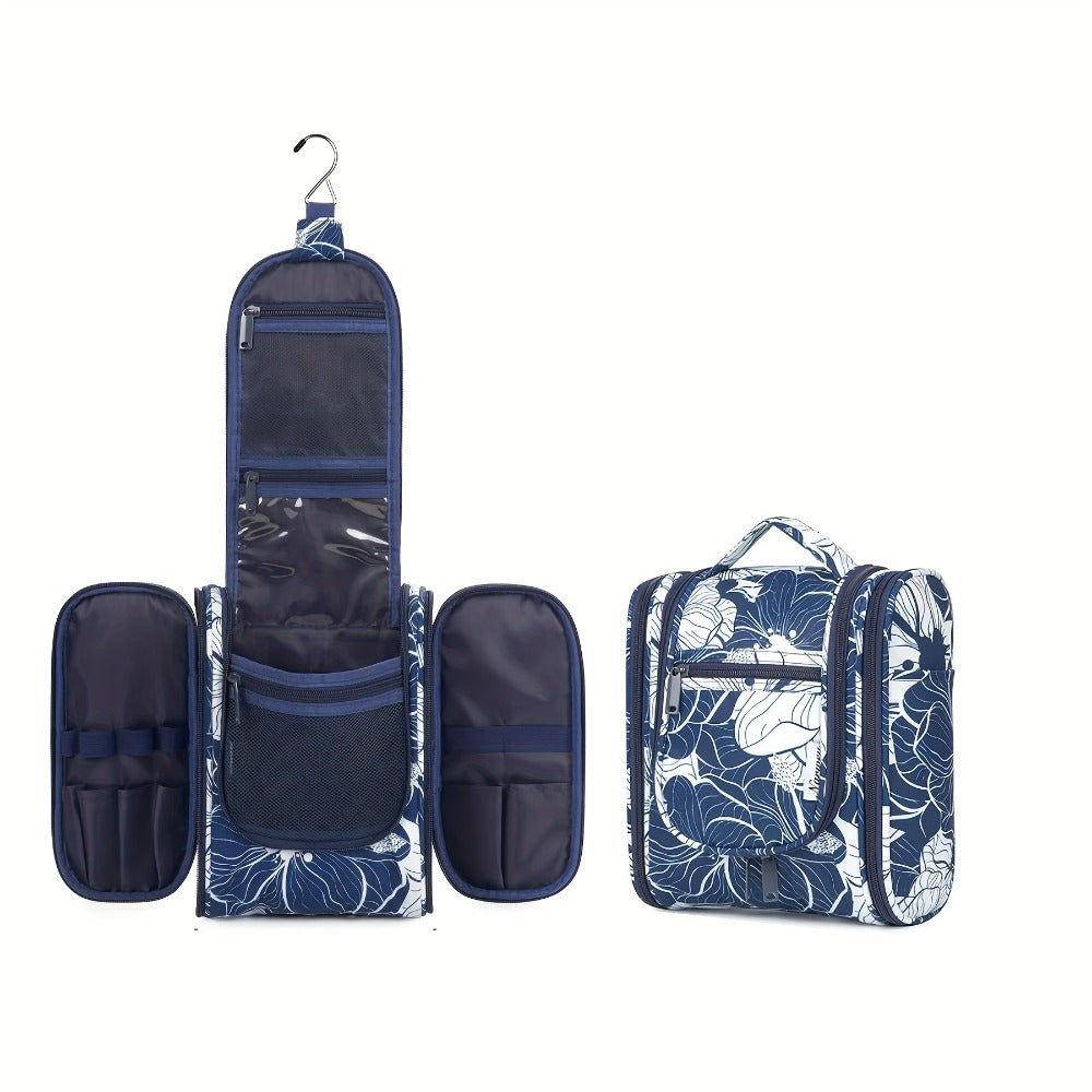 Toiletry Bag Hanging Large-Capacity Makeup Organizer with Hook, Multiple Compartments and 16 Print Options