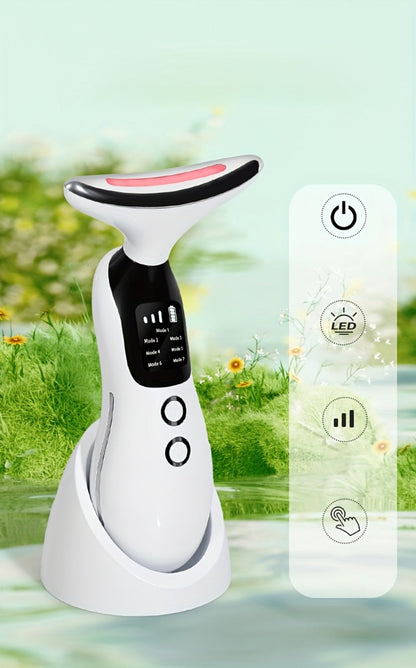 7-in-1 Neck Beauty Device with Base – Multi-Functional Skincare Tool, USB Rechargeable, Anti-Aging Neck Firming & Lifting