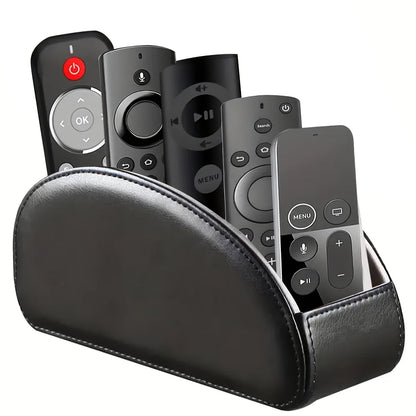 Faux Leather Desktop Organizer 5 Compartments – Multifunctional Remote Control Holder Caddy, Pen Holder Storage Box for Remote Controls