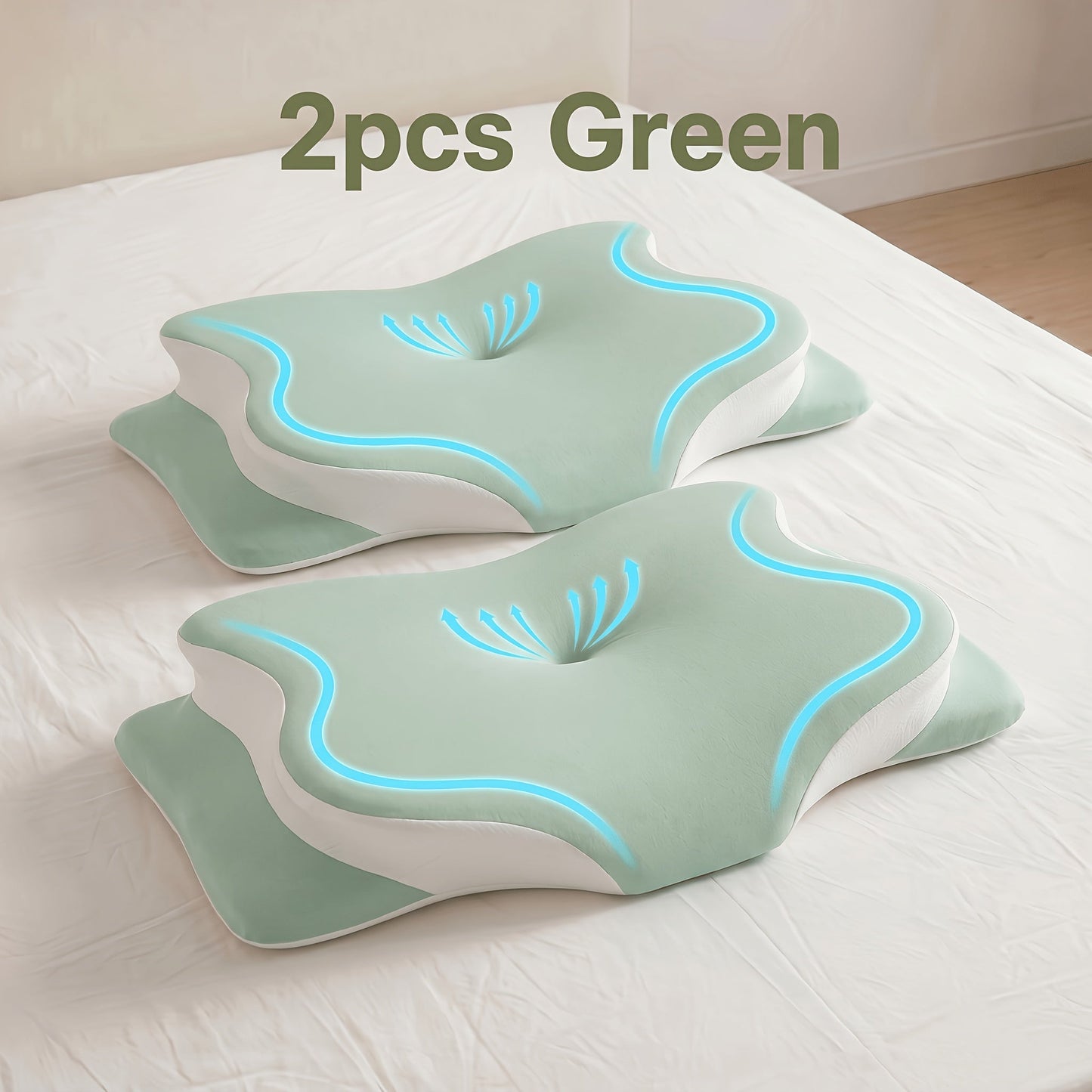 Cervical Neck Pillow for Sleeping - Butterfly Contour Memory Foam Support for Back & Side Sleepers
