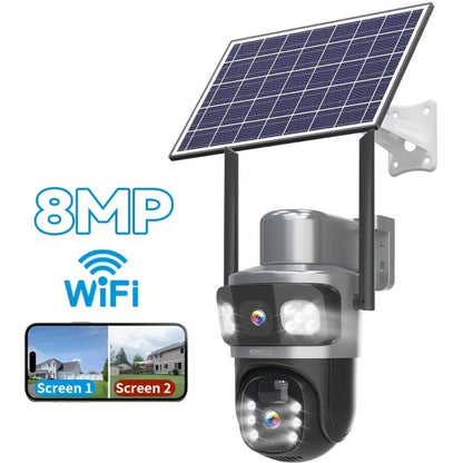 Security Camera Solar 4MP-Labelled Model with 8X Digital Zoom, PIR Detection, Color Night Vision and Three Options