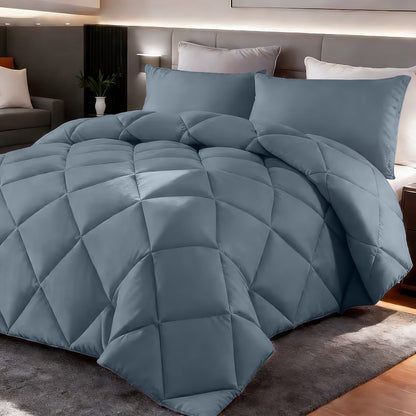 Comforter Set 2-3 Piece Rhombus Grid Luxury – Soft Lightweight Breathable Oversized Bedding Set with Pillowcases