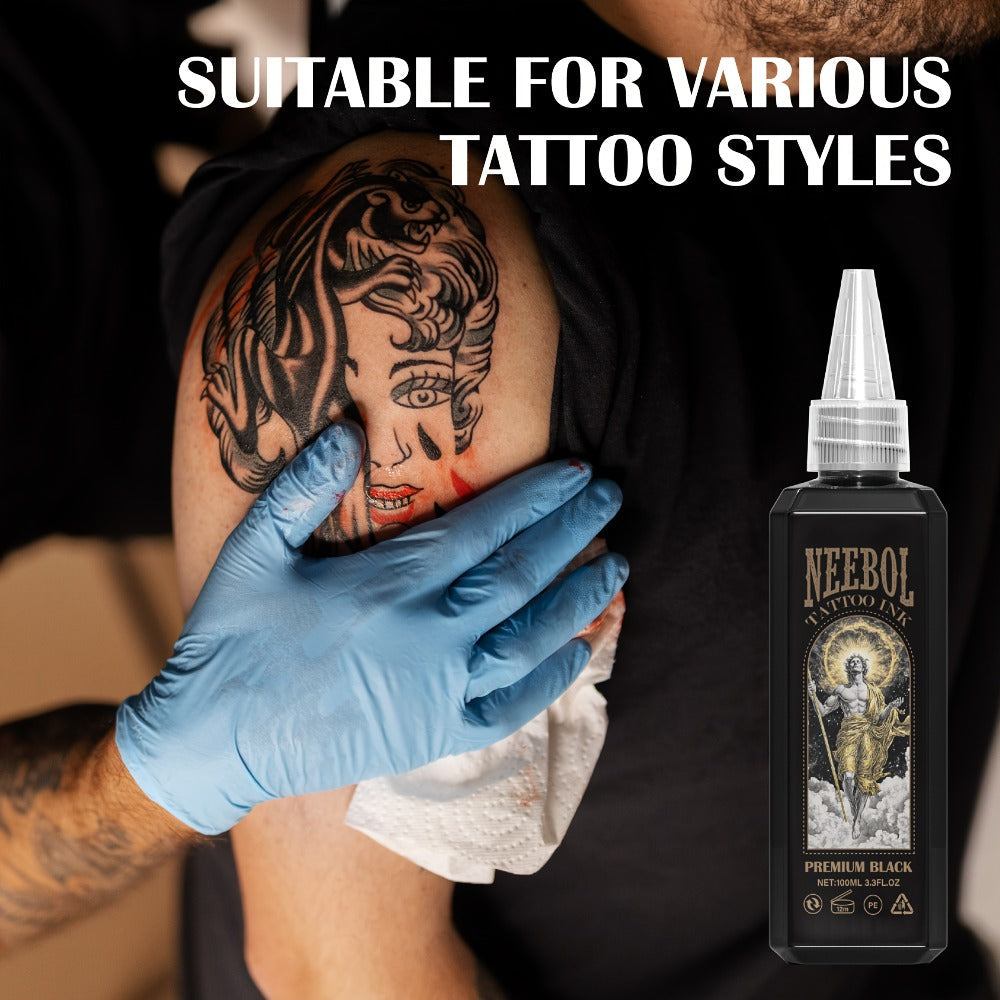 Tattoo Ink Neebol Black 3.38oz 100ml Single Bottle with Black Ink Configuration with Item-Specific Color, Capacity and Bottle Choices
