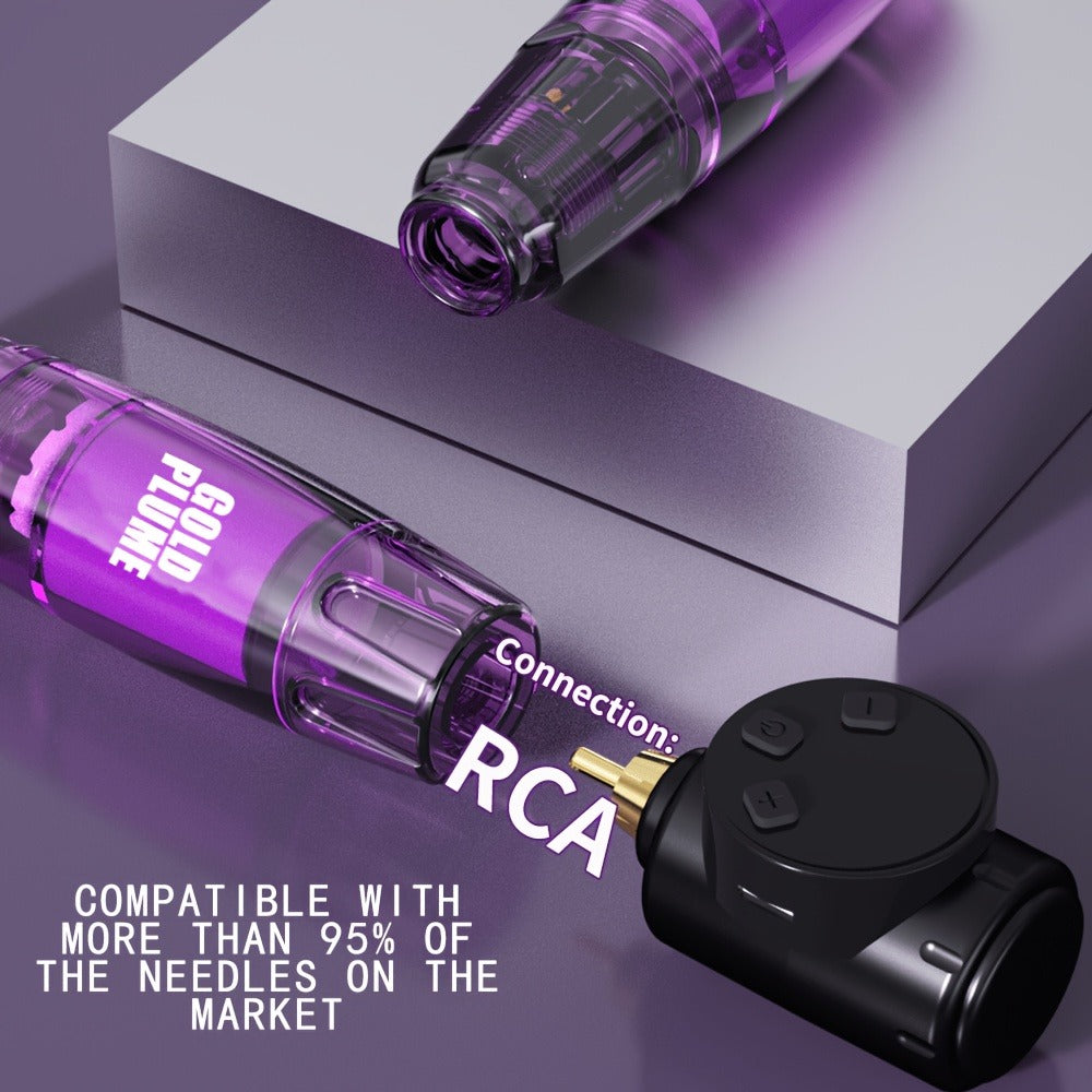 Tattoo Machine Kit GOLDPLUME TM-60 Wireless Rotary Pen with 1100mAh Battery, 10 Cartridges and 7 Ink Bottles