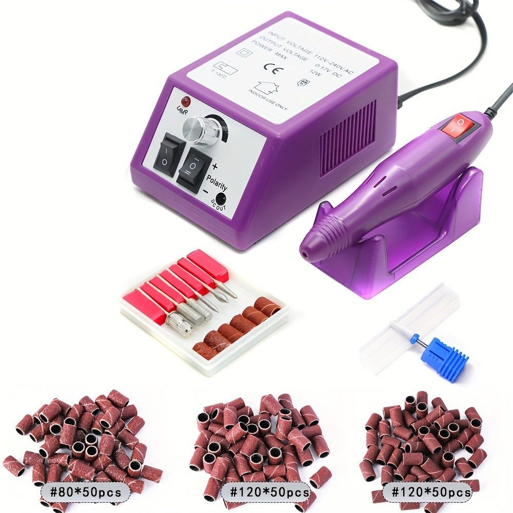 Electric Nail Drill 20000 RPM Console Kit with 6 Bits, 50 Sanding Bands and Standard or 8-in-1 Options