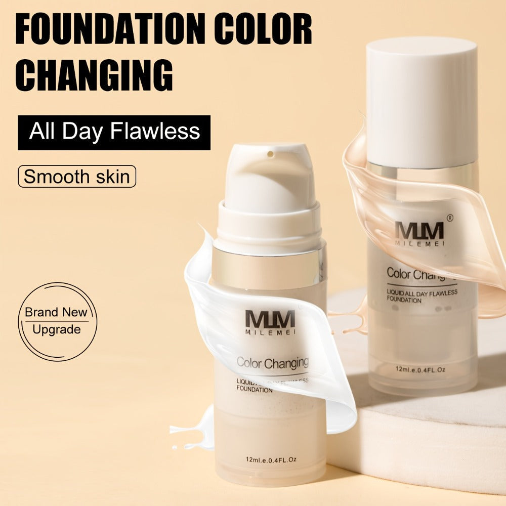 Color Changing BB Cream Foundation 3PCS Glycerin Lightweight Non-Cakey Natural Flawless, for Makeup, Travel and Everyday Vanity Use