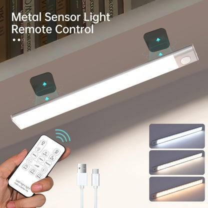 Motion Sensor Cabinet Light LED Under Cabinet Lights USB Rechargeable 3 Color Dimmable with Remote Control Magnetic Wireless Night Light