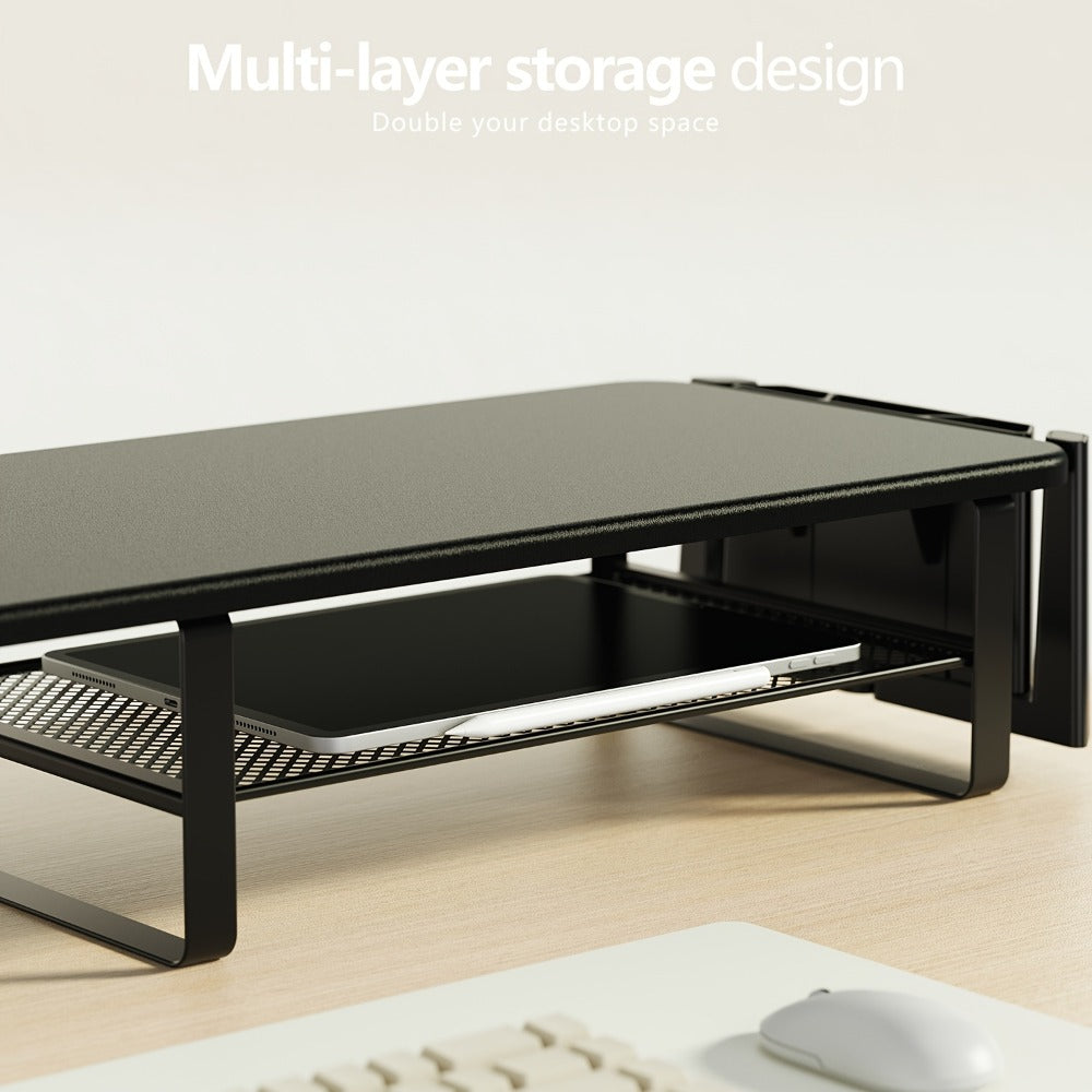 Monitor Stand Organizer with Headset Holder Phone Stand & Game Controller Holder, Versatile Desktop Riser for Computer Monitor Laptop