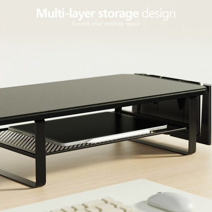 Monitor Stand Organizer with Headset Holder Phone Stand & Game Controller Holder, Versatile Desktop Riser for Computer Monitor Laptop