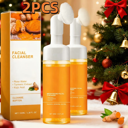 Turmeric Kojic Acid Facial Cleanser 2pcs Set – Deep Cleansing Oil Control Pore Refining Brightening Face Wash for Women Men