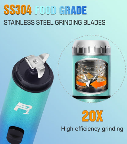 Electric Herb Grinder USB Rechargeable, Portable Spice Mill with One-Button Operation, Travel Bag